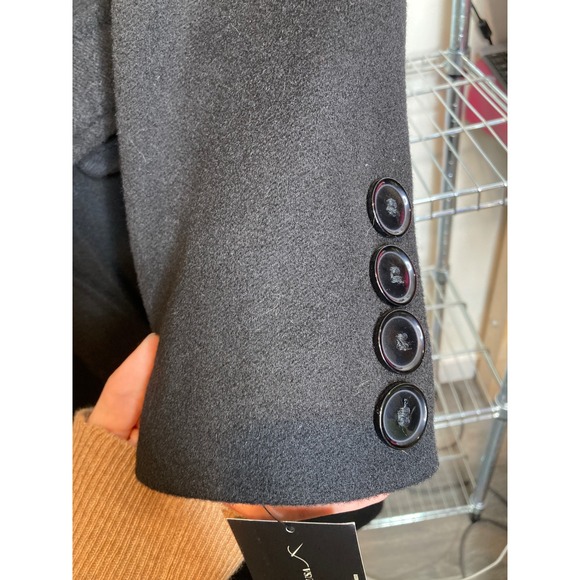 Sofia Cashmere Womens Black Wool Cashmere Blend Belted Trench Coat Size 10 - Picture 12 of 14